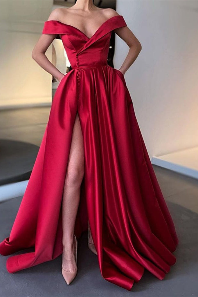 Long Off-the-Shoulder Prom Dress with Split | Ballbella