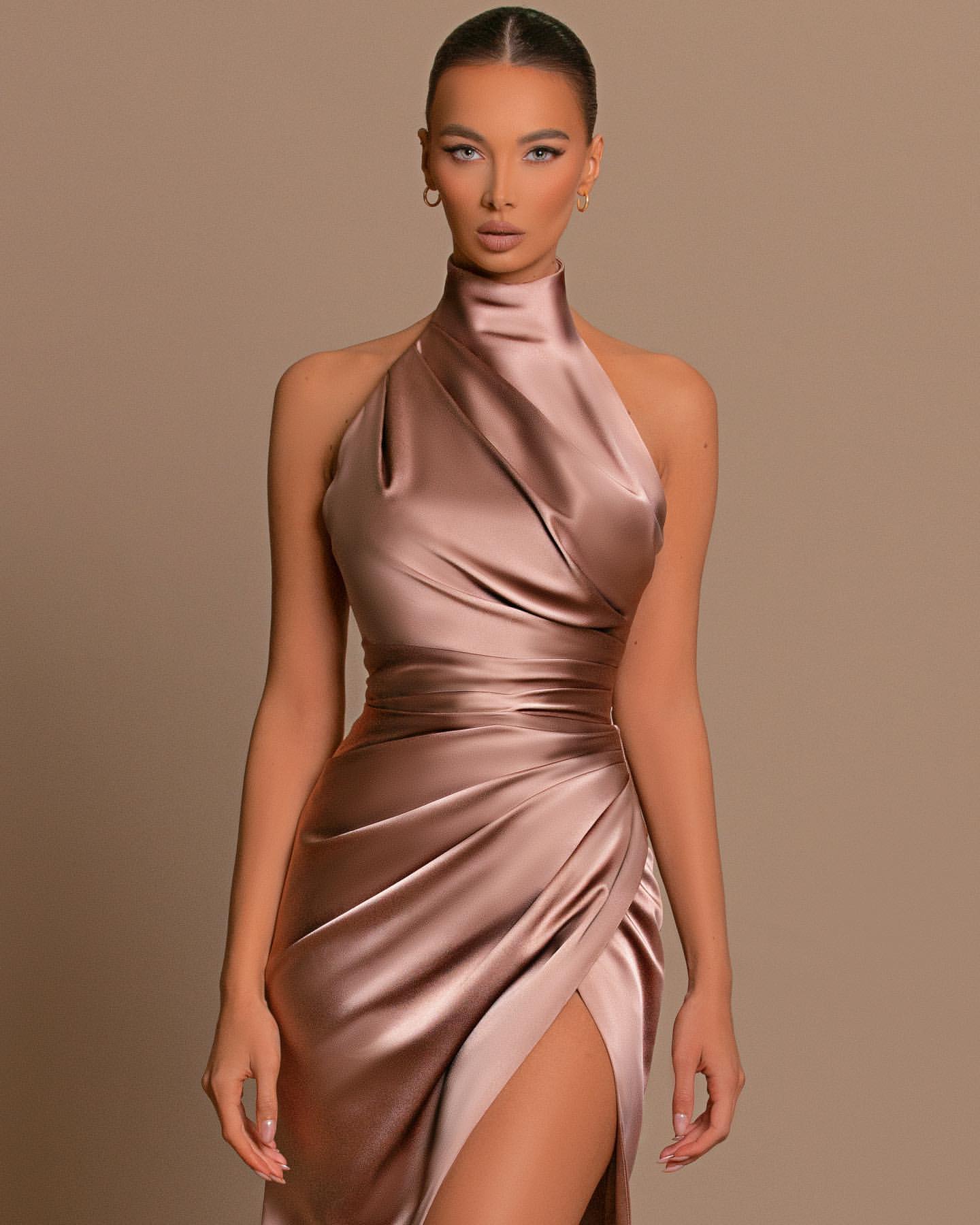 High Neck Mermaid Evening Dress with Split | Ballbella