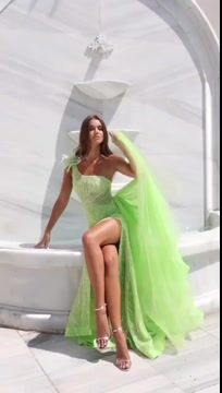 Charming Light Green Mermaid Sweetheart Evening Dress with Beadings and One Shoulder | Ballbella