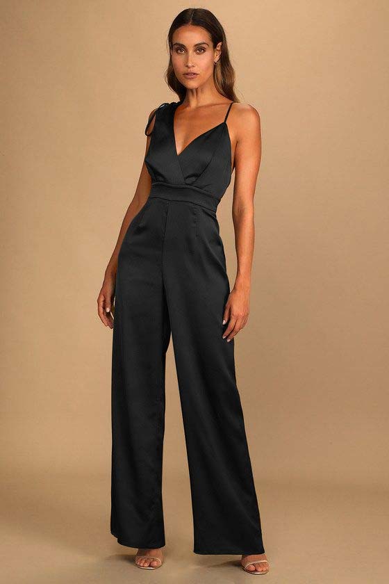 Luxe Rusty Rose Satin Asymmetrical Wide-Leg Jumpsuit | Ballbella