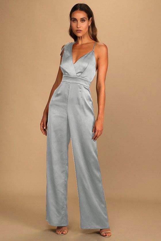 Luxe Rusty Rose Satin Asymmetrical Wide-Leg Jumpsuit | Ballbella