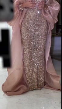 Charming Sequins Long Sleeve High Neck Mermaid Prom Dress with Beadings | Ballbella