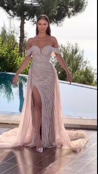 Elegant Off-the-Shoulder Sweetheart Mermaid Evening Dress with Sequins, Beadings, and Slit | Ballbella