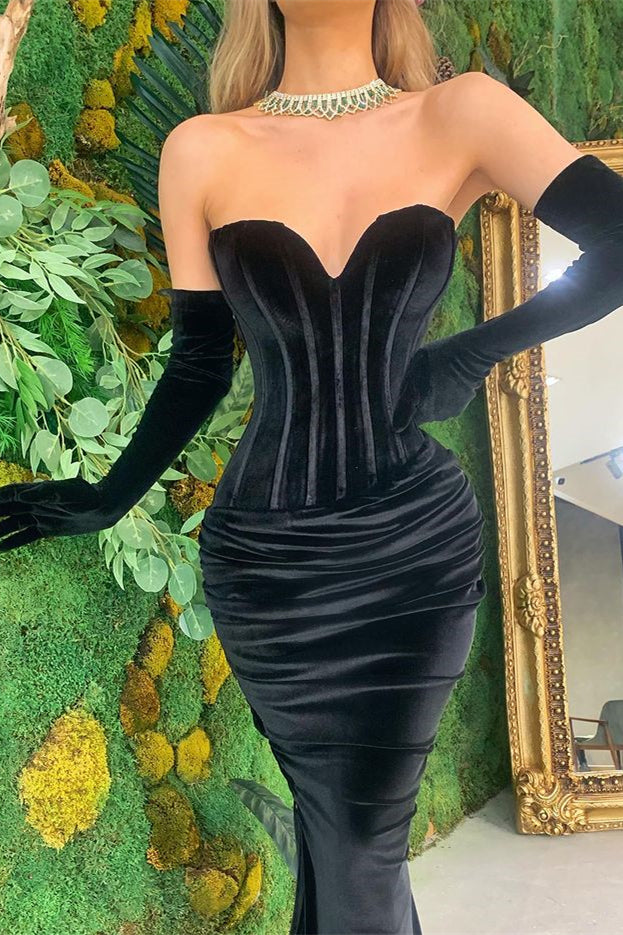 Black Sweetheart Velvet Mermaid Prom Dress | Ballbella