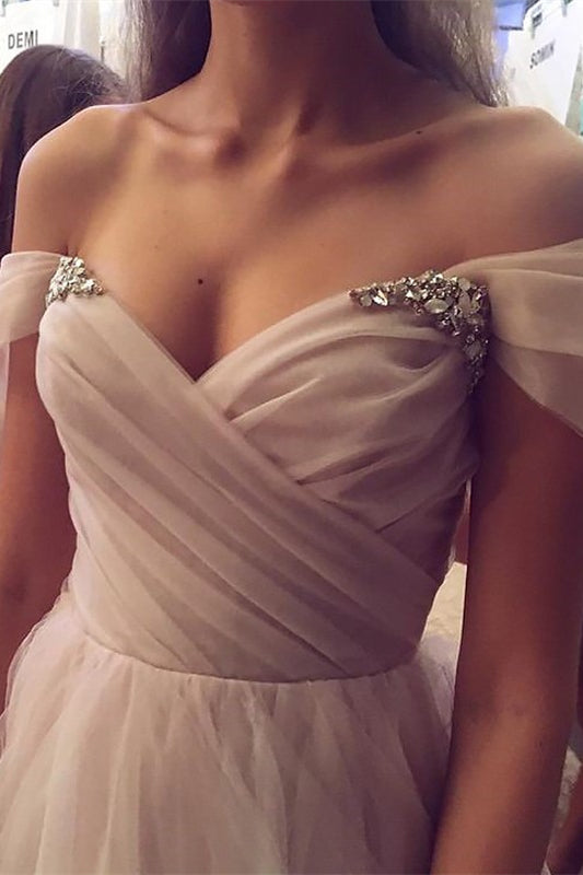 Chic Off-the-Shoulder Tulle Prom Dress | Ballbella