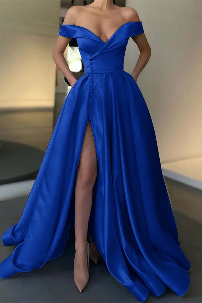 Long Off-the-Shoulder Prom Dress with Split | Ballbella