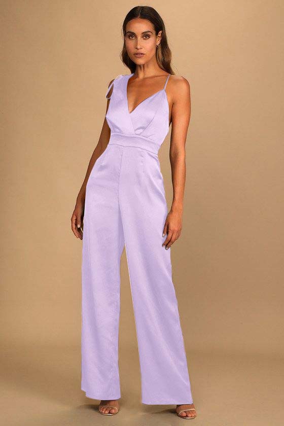 Luxe Rusty Rose Satin Asymmetrical Wide-Leg Jumpsuit | Ballbella