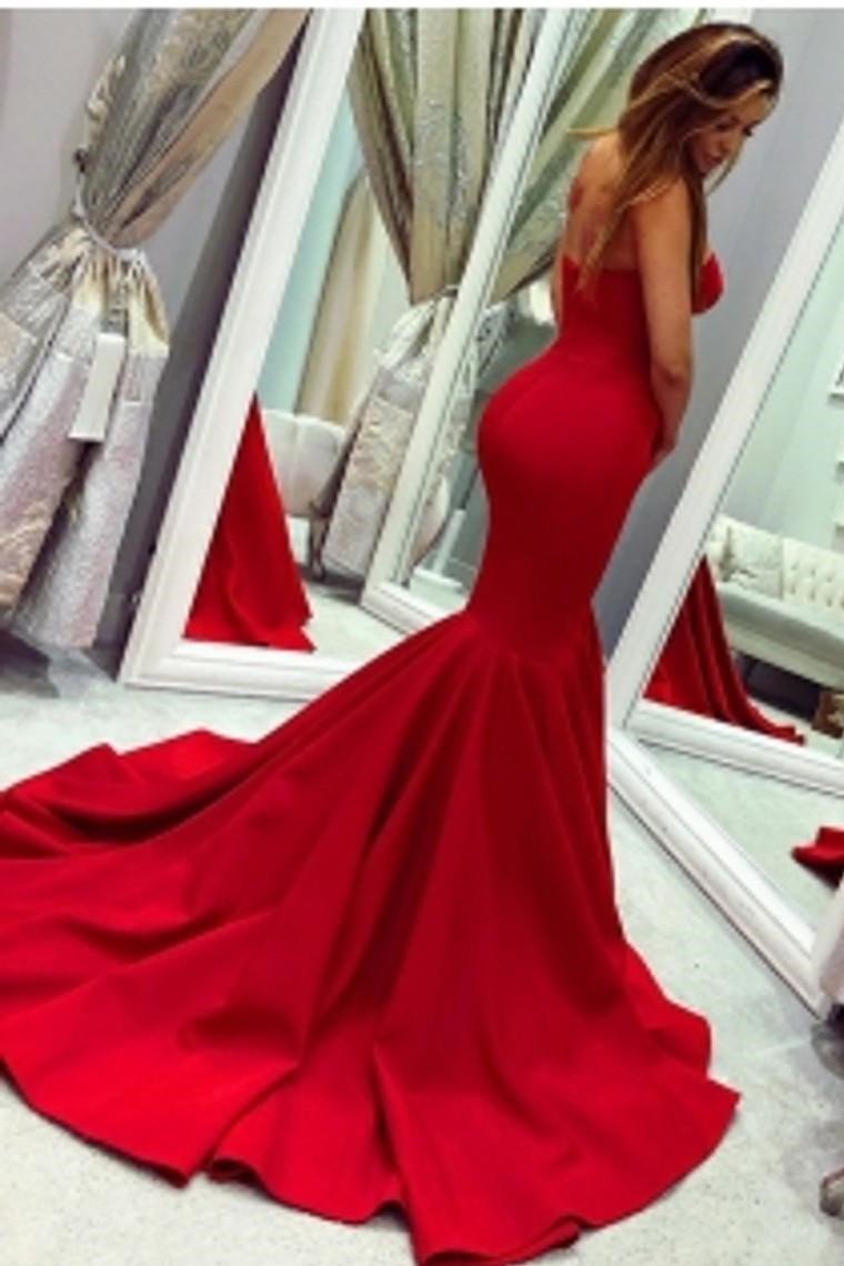 Long Red Sweetheart Mermaid Evening Dress | Ballbella