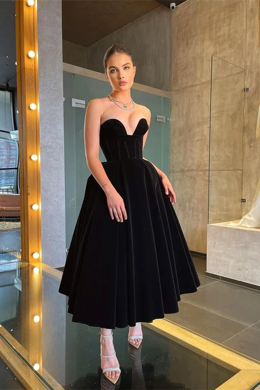 Little Black Tea-Length Prom Dress | Ballbella