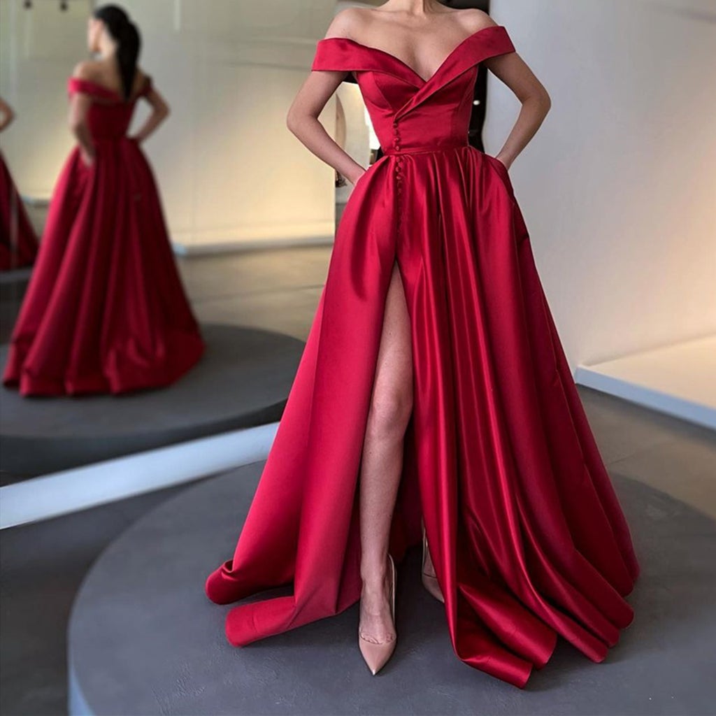 Long Off-the-Shoulder Prom Dress with Split | Ballbella