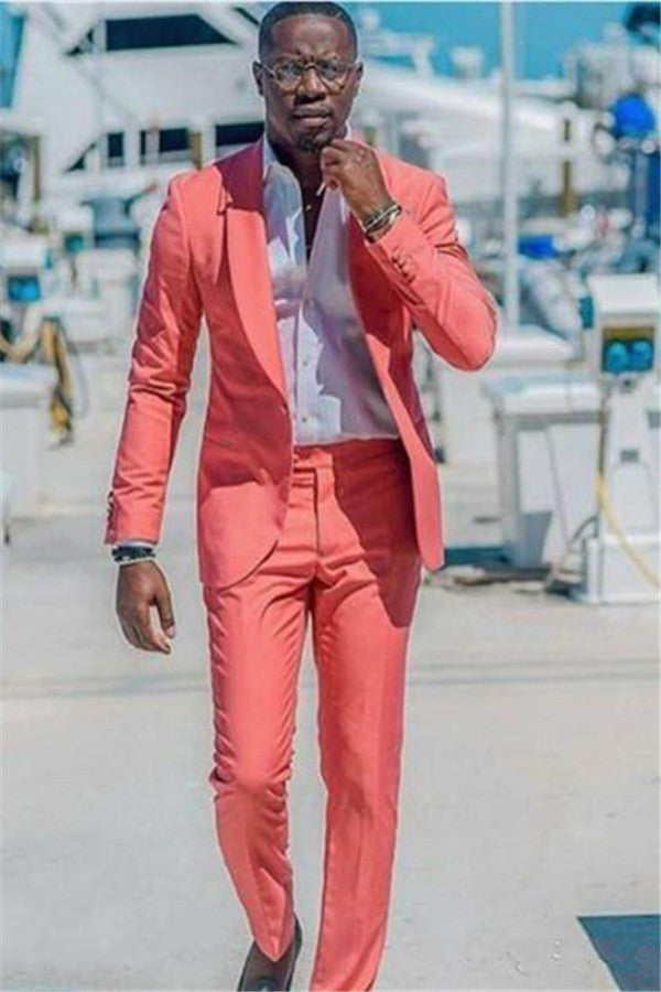 2 Pieces Prince Suit with Peach Shawl Lapel for Weddings