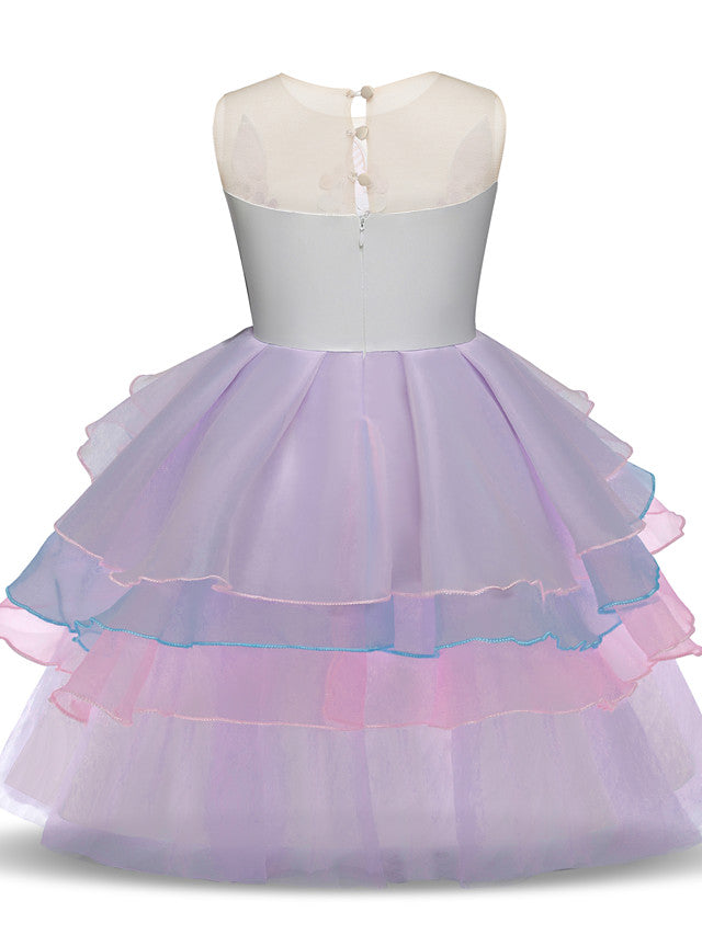 Princess Midi Party Dress ¨C Satin Tulle Embroidery & Appliques