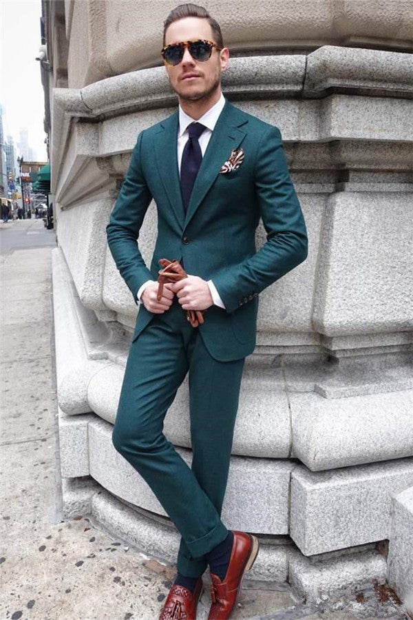 Online Green Tuxedos - Shining 2 Pieces Business Suits For Men's Fashion