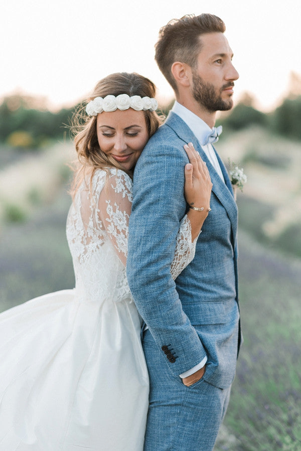 Ocean Blue Linen Groom Suits for Summer Beach Weddings