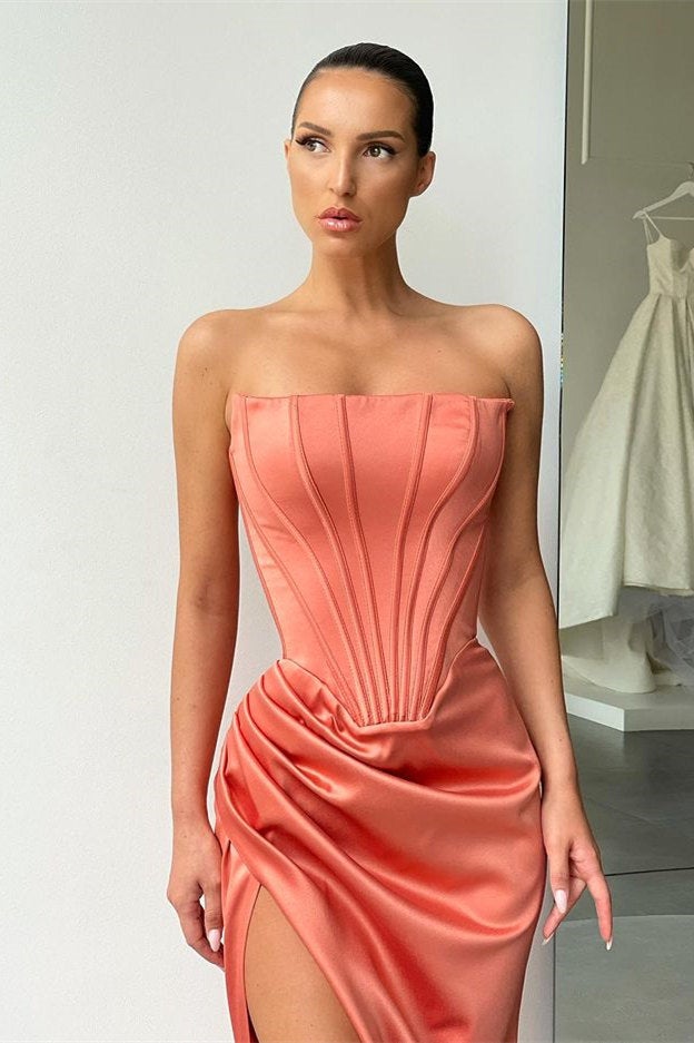 Strapless Split Long Evening Dress for Prom Party