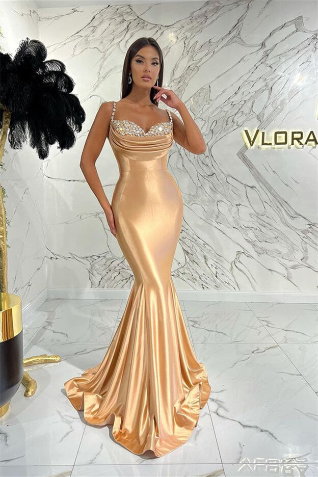 Mermaid Spaghetti-Straps Sweetheart Evening Dress with Sequins Online