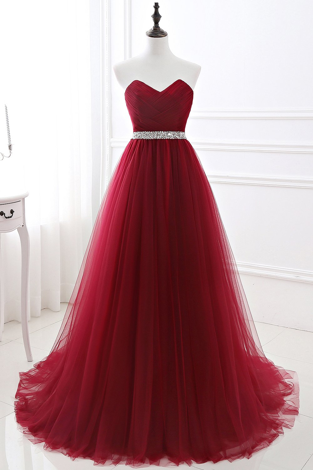 Elegant Evening Dresses Long - Burgundy Sweetheart