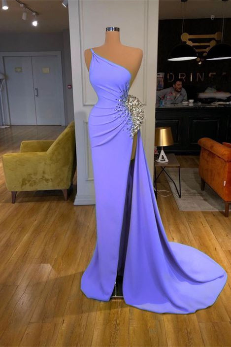 Mermaid Prom Dress with Sequins and Spaghetti Straps - One Shoulder & Split