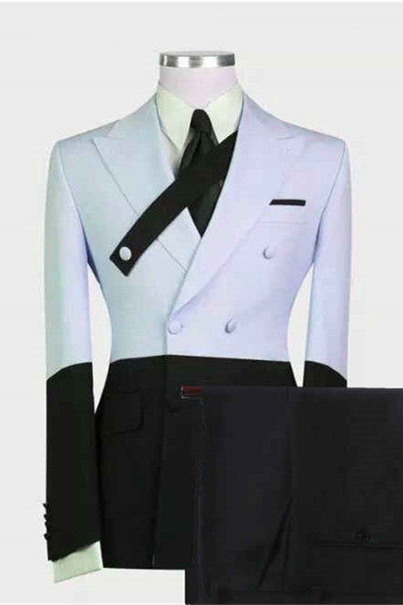 Handsome Sky Blue Slim Fit Wedding Suit for Groom with Peaked Lapel