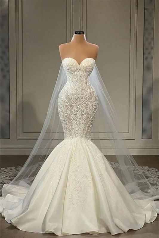 Gorgeous Sleeveless Lace Mermaid Bridal Gown for Weddings