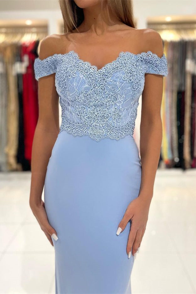 Mermaid Off-the-Shoulder Prom Dress With Lace Appliques