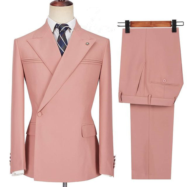 Pink Wedding Blazer for Groom - Best Fitted Peaked Lapel with Ruffles