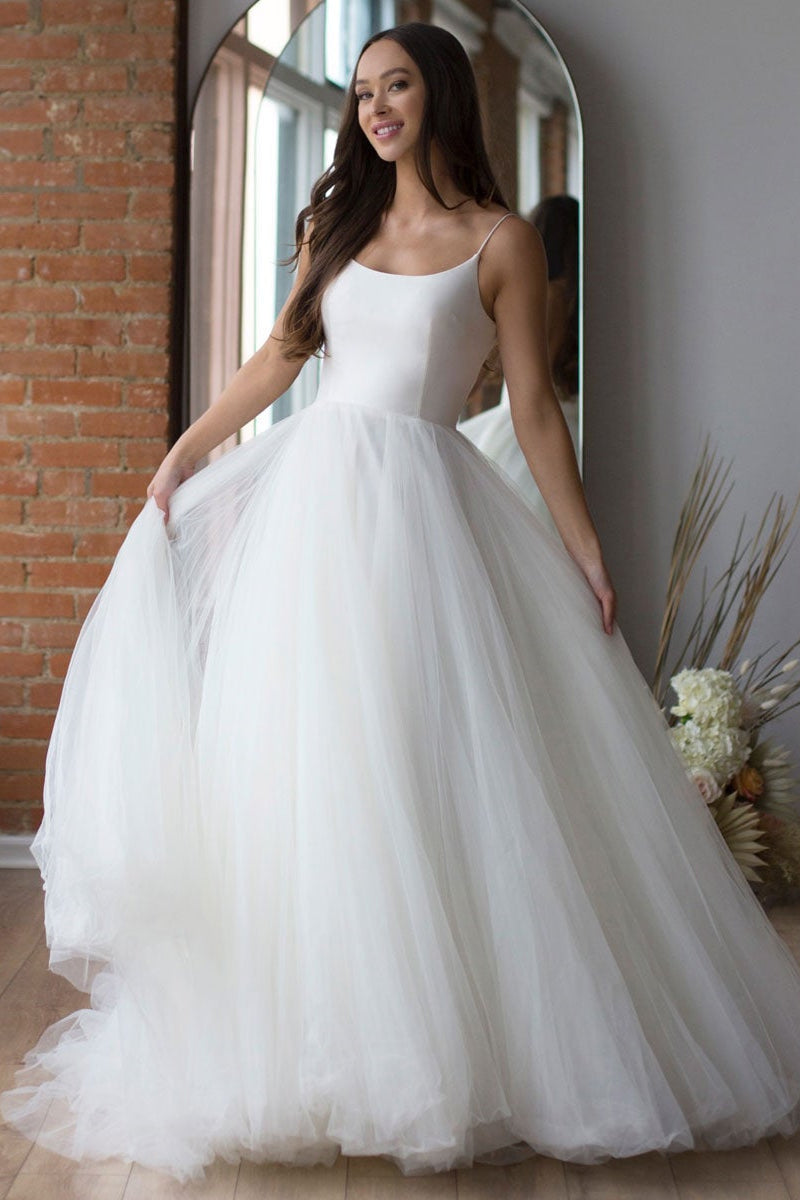 Stunning Long Wedding Dress with Spaghetti-Straps by Tule