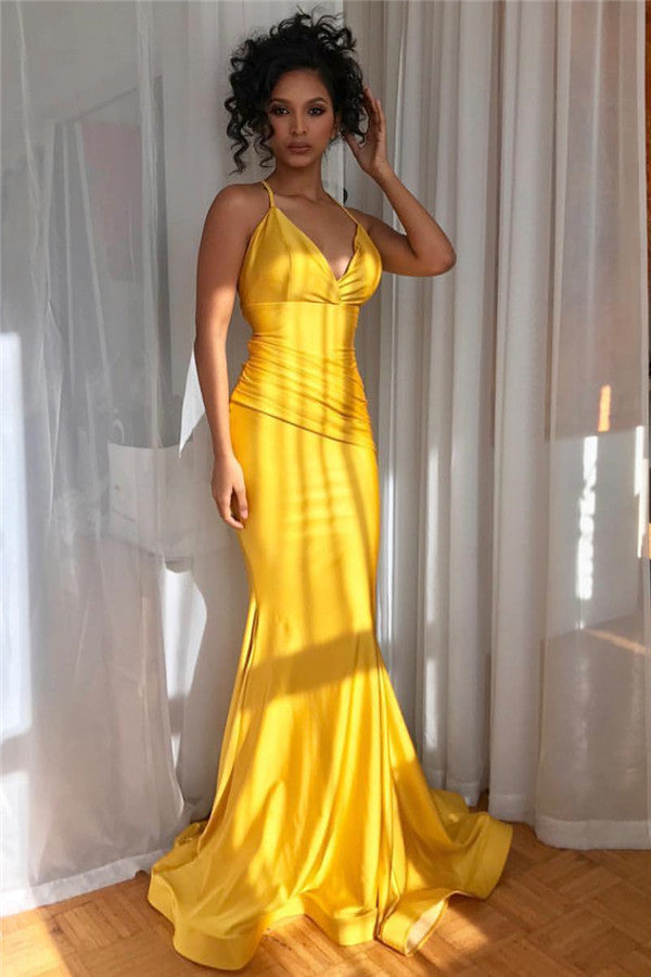 Elegant Spaghetti-Straps Mermaid Long Evening Gown