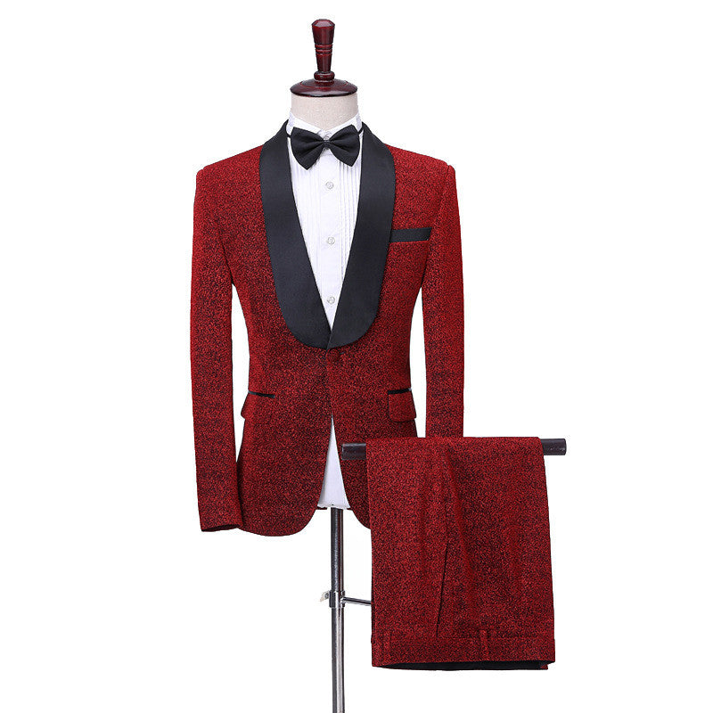 Kyler Men Suits - Shiny Red Shawl Lapel One Button Slim Fit Online