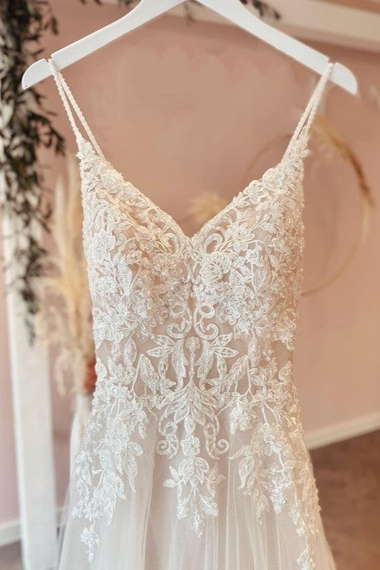 A-Line Sweetheart Wedding Dress with Lace Appliques