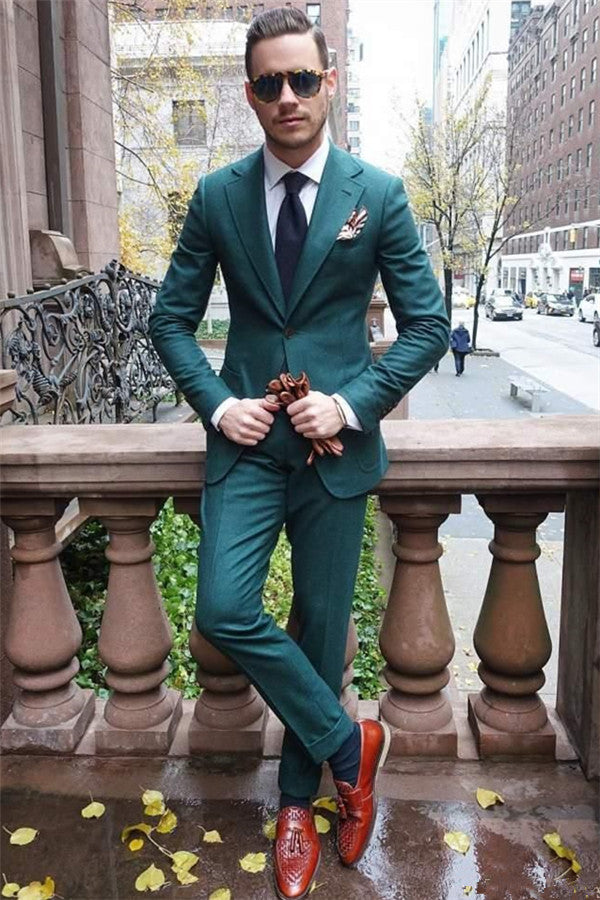 Online Green Tuxedos - Shining 2 Pieces Business Suits For Men's Fashion