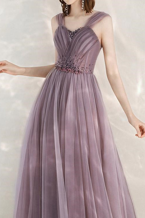 Elegant Infinity Tulle Prom Dress with Sweetheart Sequins