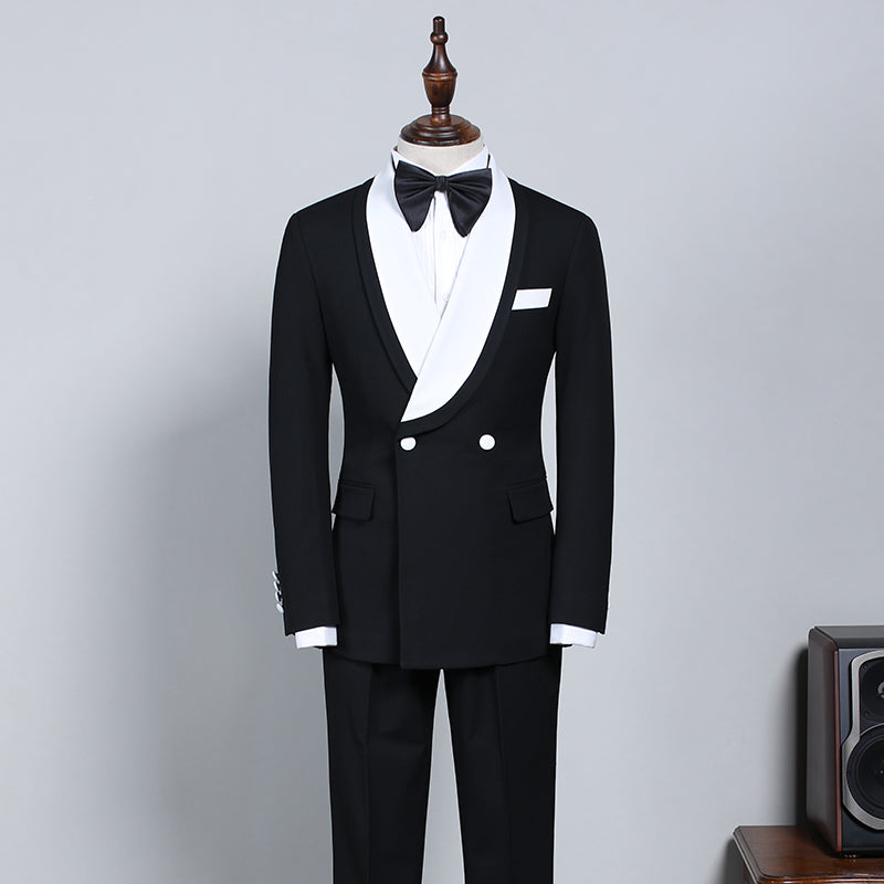 Clement New Black & White Slim Fit Wedding Suit for Grooms