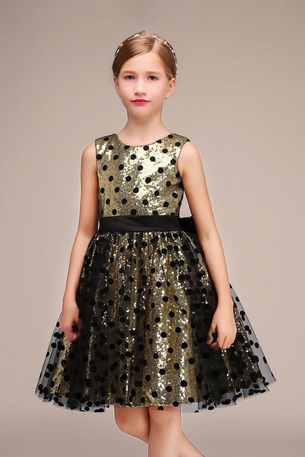 Beautiful Sleeveless Jewel Flower Girl Dress with Tulle and Sequins