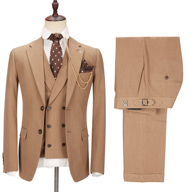 Dapper Brown Dinner Suit with Notched Lapel for Prom