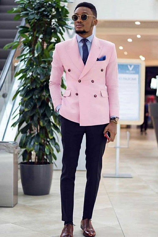 Mens Wedding Suits 2022 - Peaked Lapel Pink Double Breasted