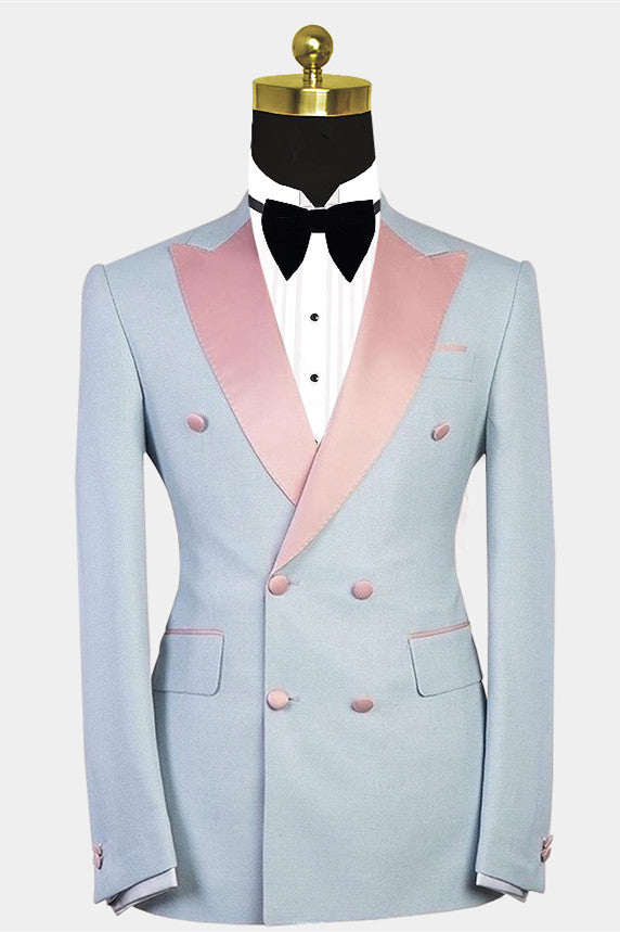 Chic Double Breasted Wedding Suit For Men With Peaked Lapel