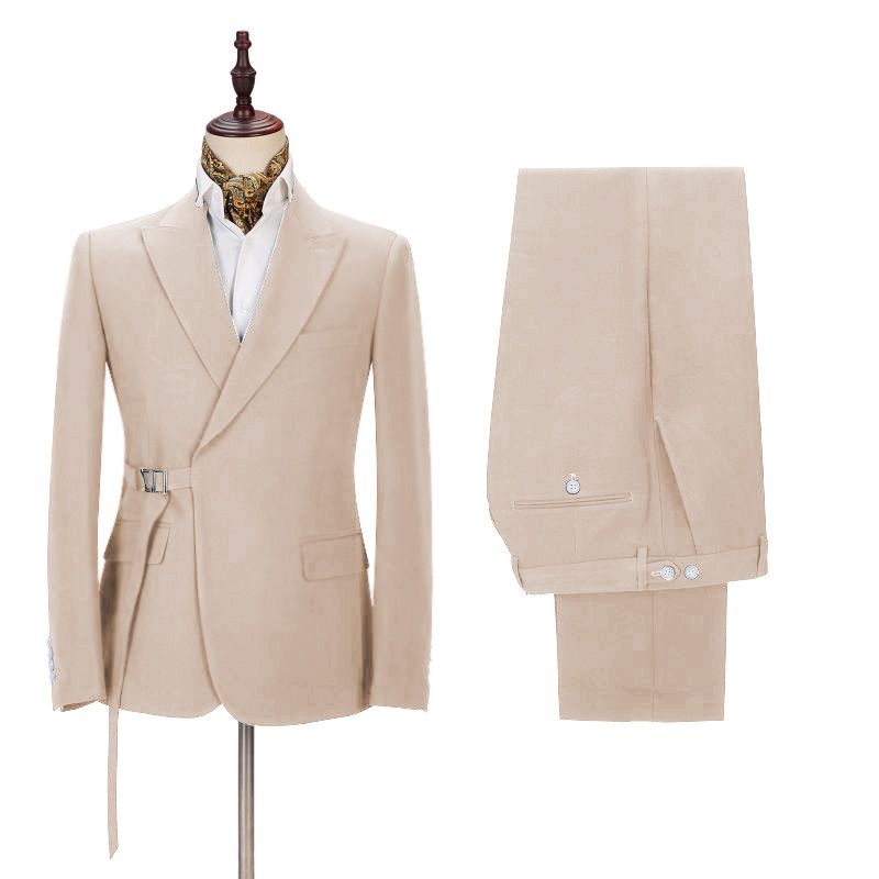 David Beckham Royal Wedding Suit Champagne With Buckle Button