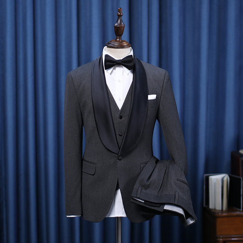 Ingemar - Elegant All Black 3 Pieces Bespoke Wedding Suit for Grooms