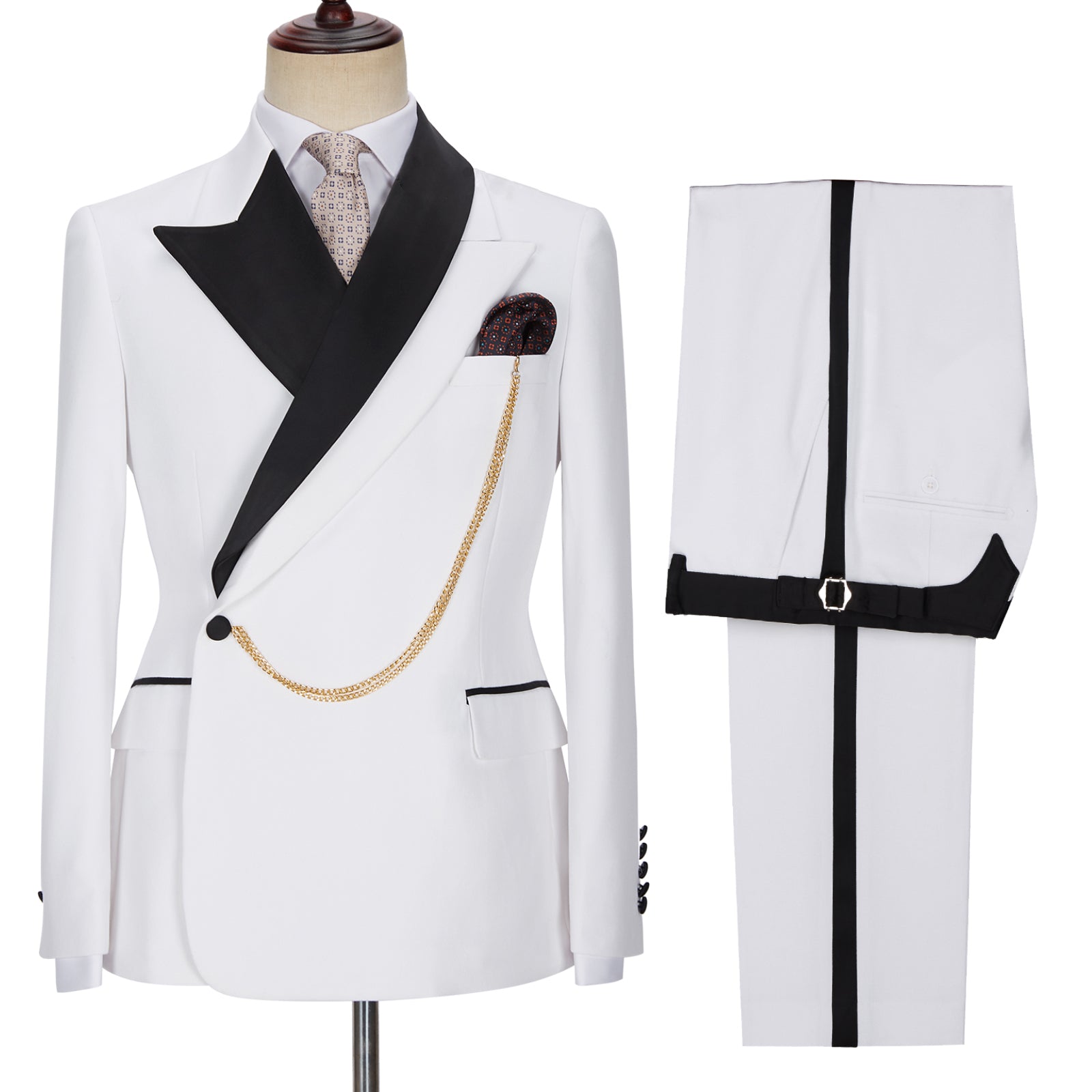 Adonis Fashion Style White Peaked Lapel Bespoke Wedding Suits for Men