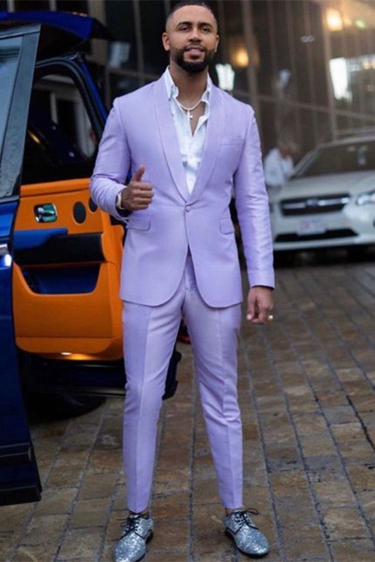 Glamorous Purple Two-Piece Slim Fit Homecoming Suit for Guys