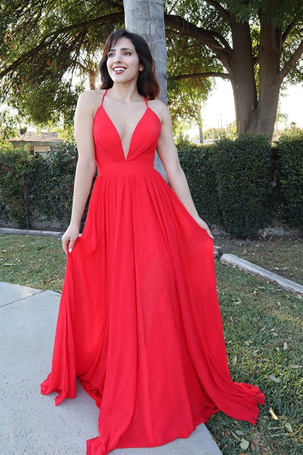 Red Halter V-Neck Elegant Evening Dresses for Modern Women