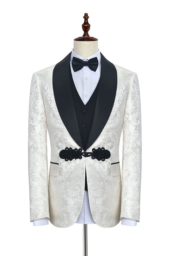 Stylish Knitted Button Black Shawl Lapel Tuxedo for Men