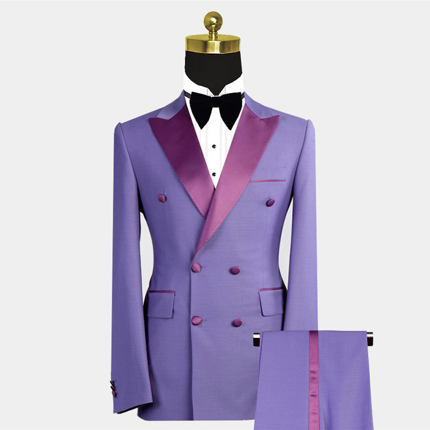 Nickolas Peaked Lapel Purple Bespoke Double Breasted Men Suits