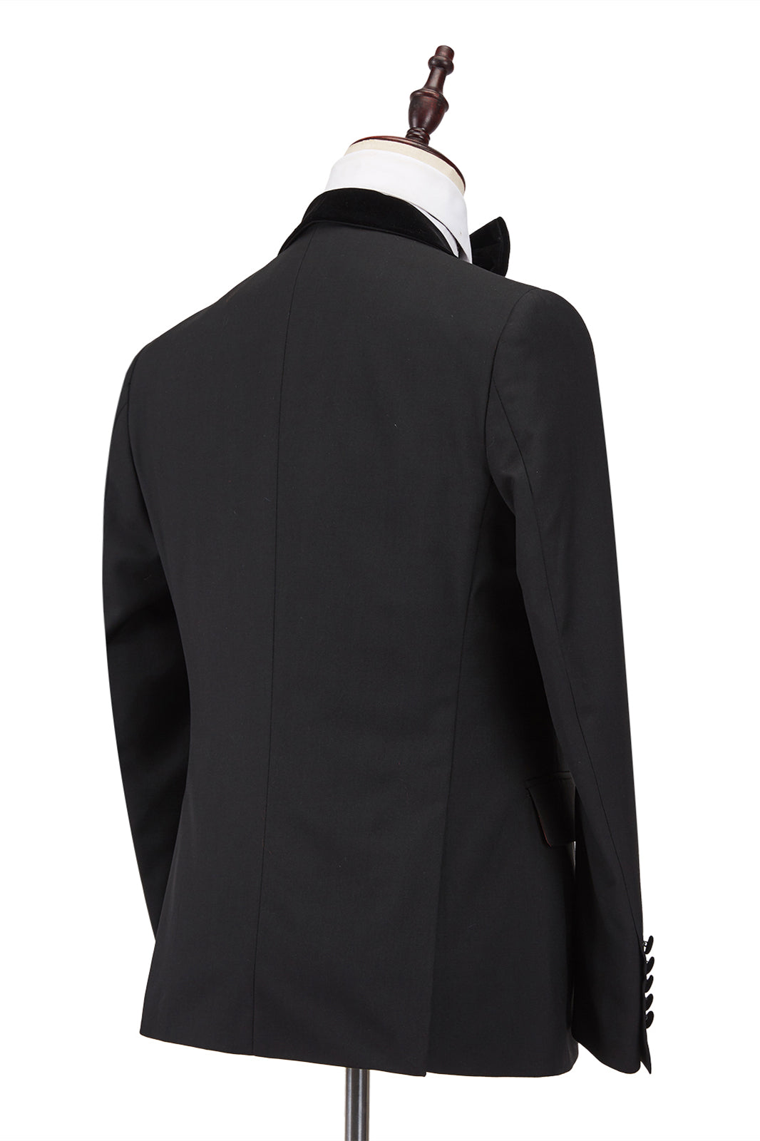 Classic Black One Button Tailcoat with Stitched Velvet Shawl Lapel for Men's Formal Wedding Suits Online