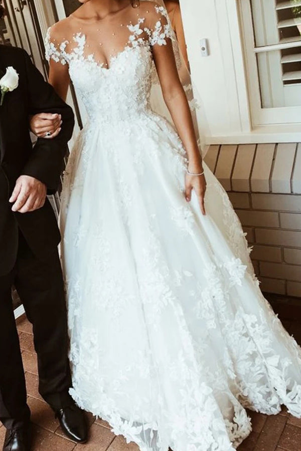 Gorgeous Jewel Beaded Tulle Wedding Dress