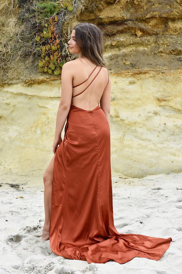 Mermaid Burnt Orange Prom Dress with Slit