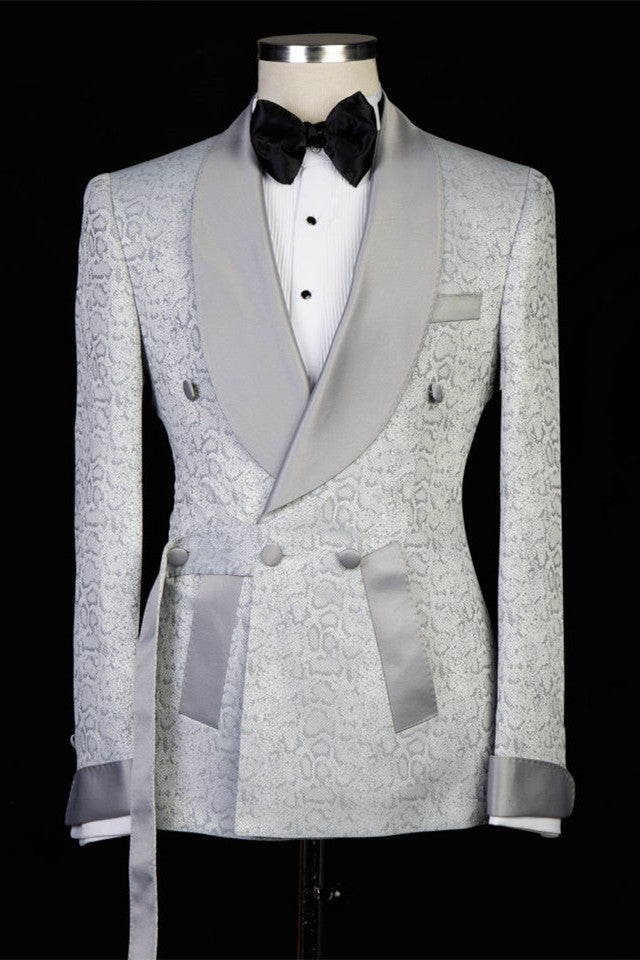 Braiden Silver Shawl Lapel Double Breasted Wedding Suit