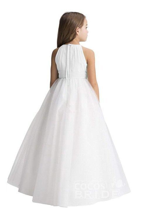 Ivory Scoop Neck Sleeveless Ball Gown Flower Girls Dress