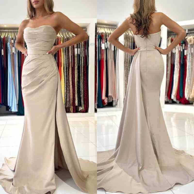 Mermaid Elegant Strapless Evening Dress On Sale with Split